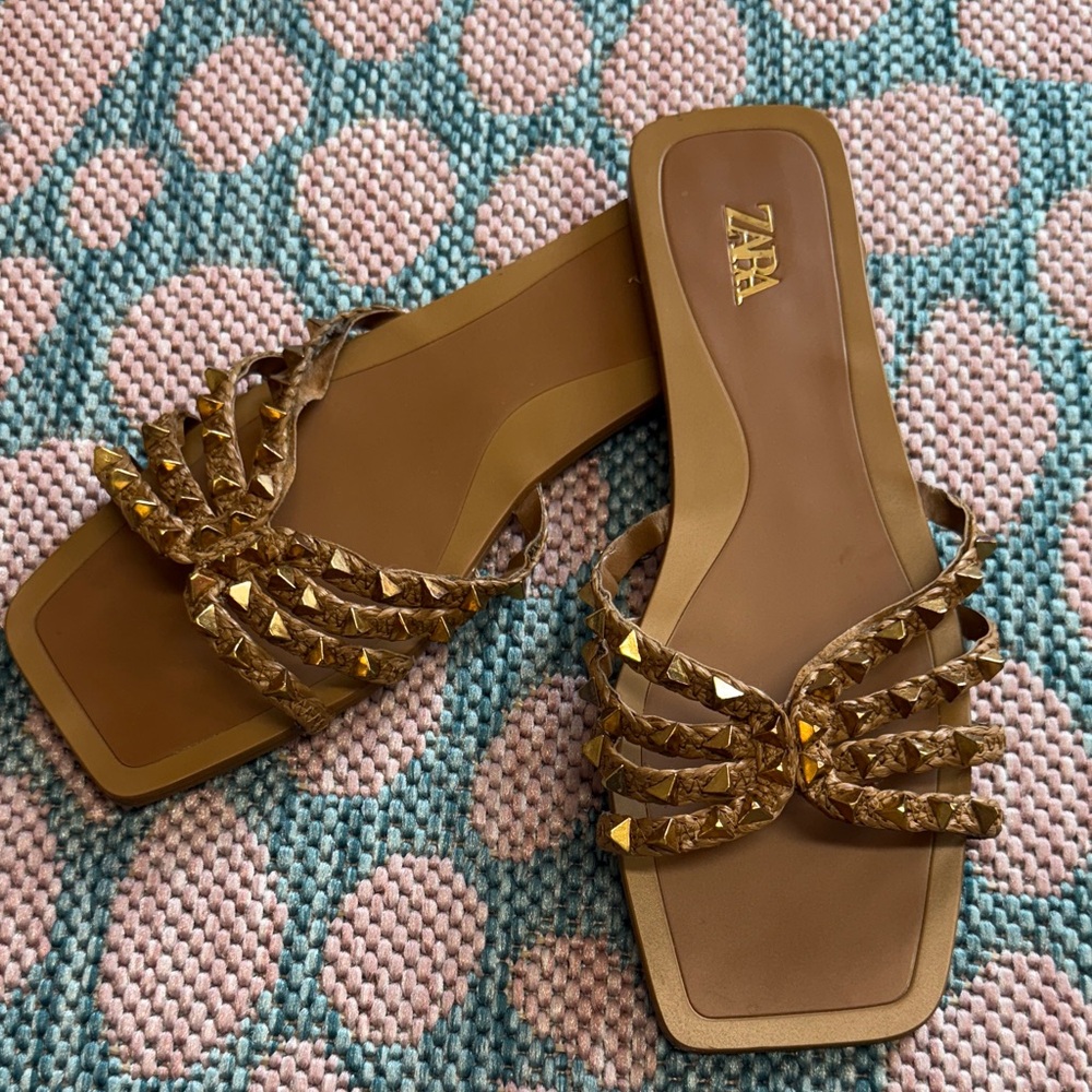 Zara Gold Studded Women's Sandals